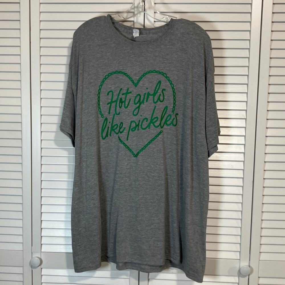 Jerzees Dri-power Gray Hot Girls Like Pickles Graphic T-shirt Women 2XL